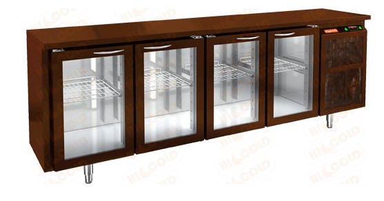 Стол охлаждаемый HICOLD BNG 1111 HT BAR, пластификат, 4 двери (+2...+10°С)